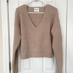 Abercrombie Teddy Bear V Neck Sweater, Size S, Tan